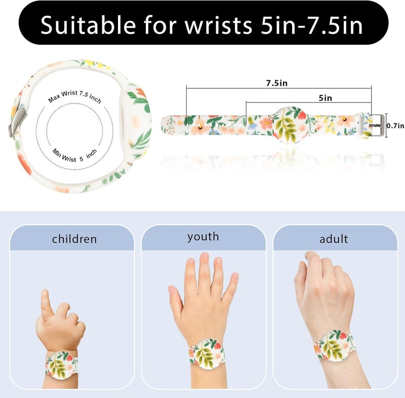 Foweroty for AirTag Bracelet for Kids, Waterproof Cute Print for Air tag Holder for Kids with Soft Silicone Full Coverage Anti-Lost Hidden for Airtag Wristband Accessories for Child, Flower - Image 3